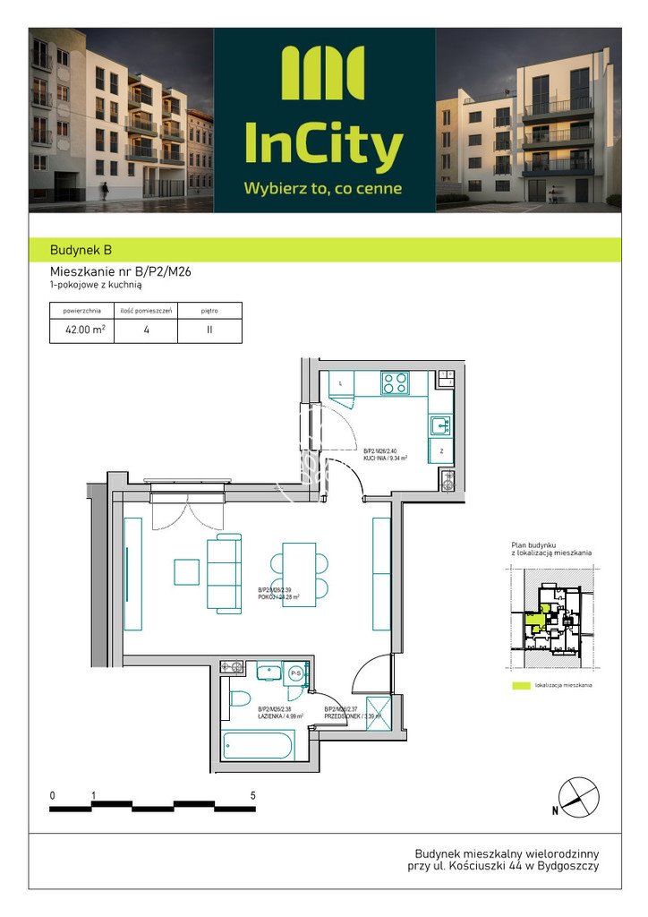 Przestronne 43,1 m2 w centrum Bydgoszczy, gotowe do wprowadzenia Bydgoszcz, Śródmieście, Tadeusza Kościuszki  43m2 Foto 1