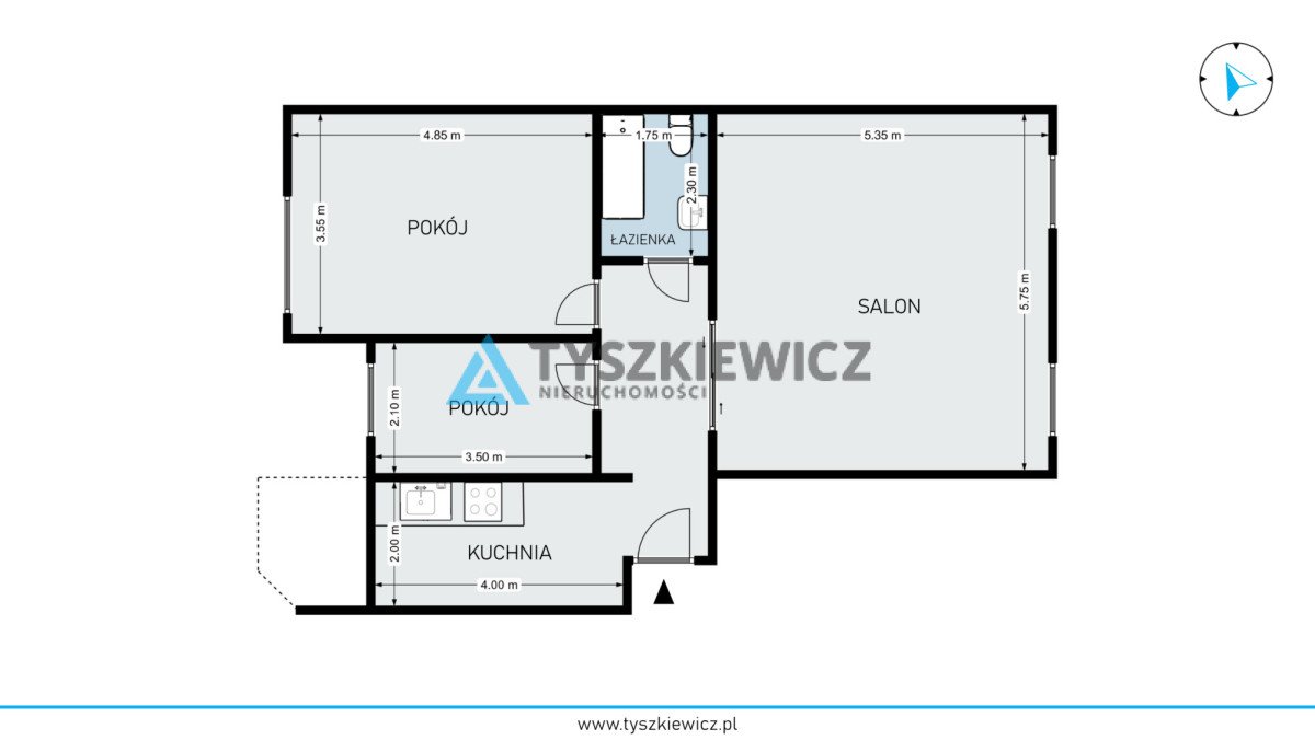 Mieszkanie trzypokojowe na sprzedaż Chojnice, Mickiewicza  79m2 Foto 2