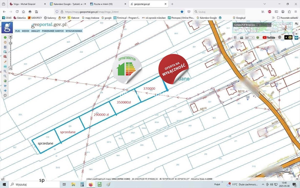 Działka 1067 m² pod zabudowę jednorodzinną, media na miejscu Kraków, Wzgórza Krzesławickie, Wadów, Wadowska  1 067m2 Foto 1