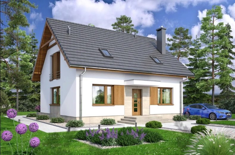 Nowoczesny dom w stanie surowym z pompą ciepła i własną studnią Niedźwiedź  114m2 Foto 1