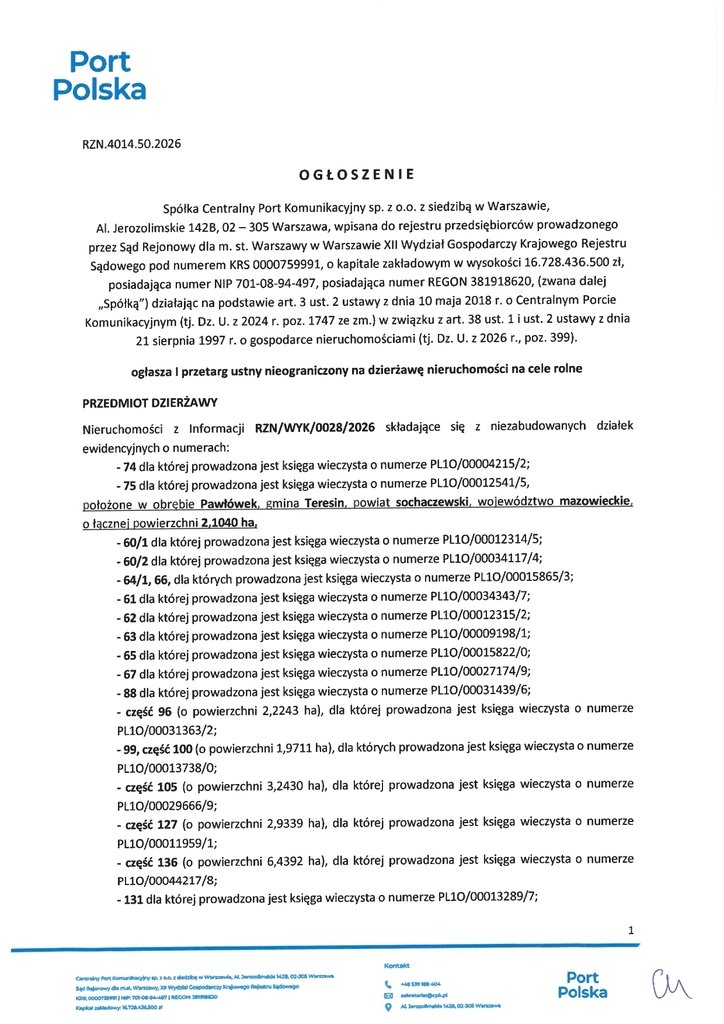 Działka na wynajem 535 892 m² w Teresinie – idealna pod cele rolne Teresin  535 892m2 Foto 1