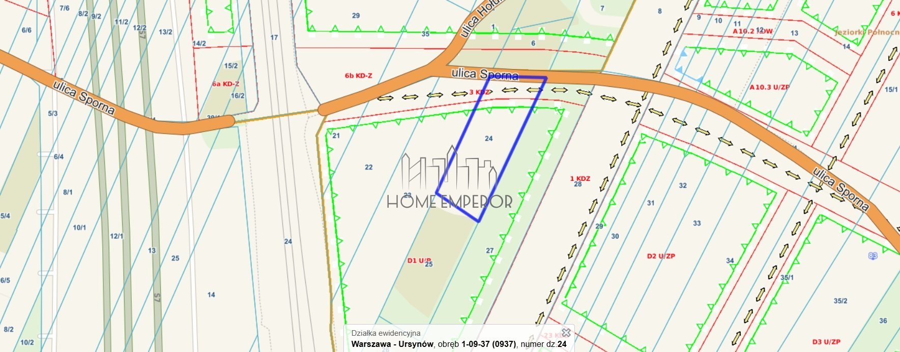 Działka inwestycyjna 2787 m² na Ursynowie - plan zagospodarowania Warszawa, Ursynów, Jeziorki, Sporna  2 787m2 Foto 1