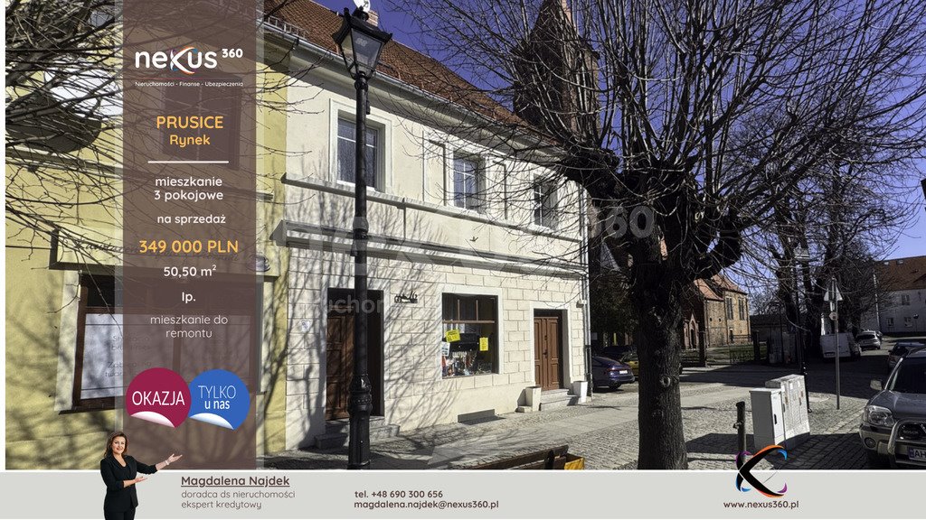 Mieszkanie trzypokojowe na sprzedaż Prusice, rynek Rynek  51m2 Foto 1