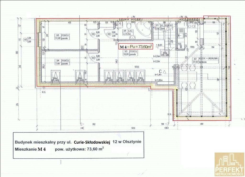 Mieszkanie czteropokojowe  na sprzedaż Olsztyn, Śródmieści, M.c. Skłodowskiej  74m2 Foto 2