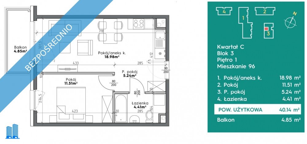 Mieszkanie dwupokojowe na sprzedaż Kraków, Prądnik Biały  40m2 Foto 2