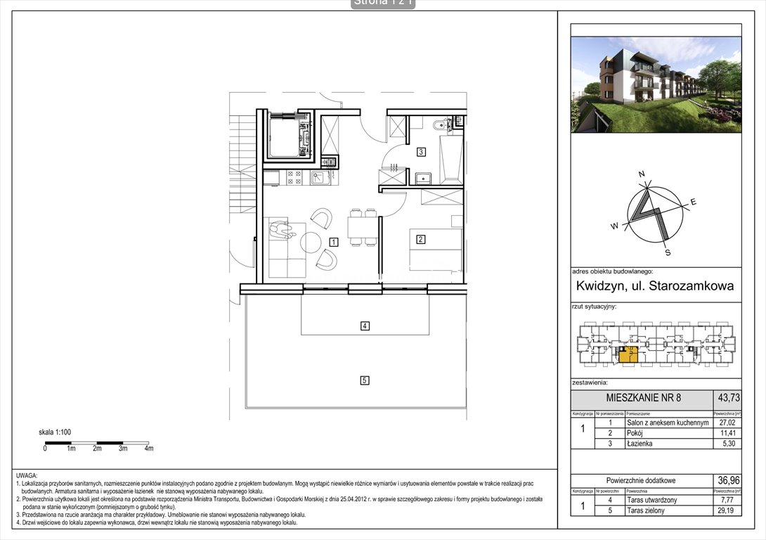 Mieszkanie dwupokojowe na sprzedaż Kwidzyn, Starozamkowa  44m2 Foto 5