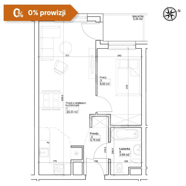 Mieszkanie dwupokojowe na sprzedaż Bydgoszcz, Szwederowo  42m2 Foto 9