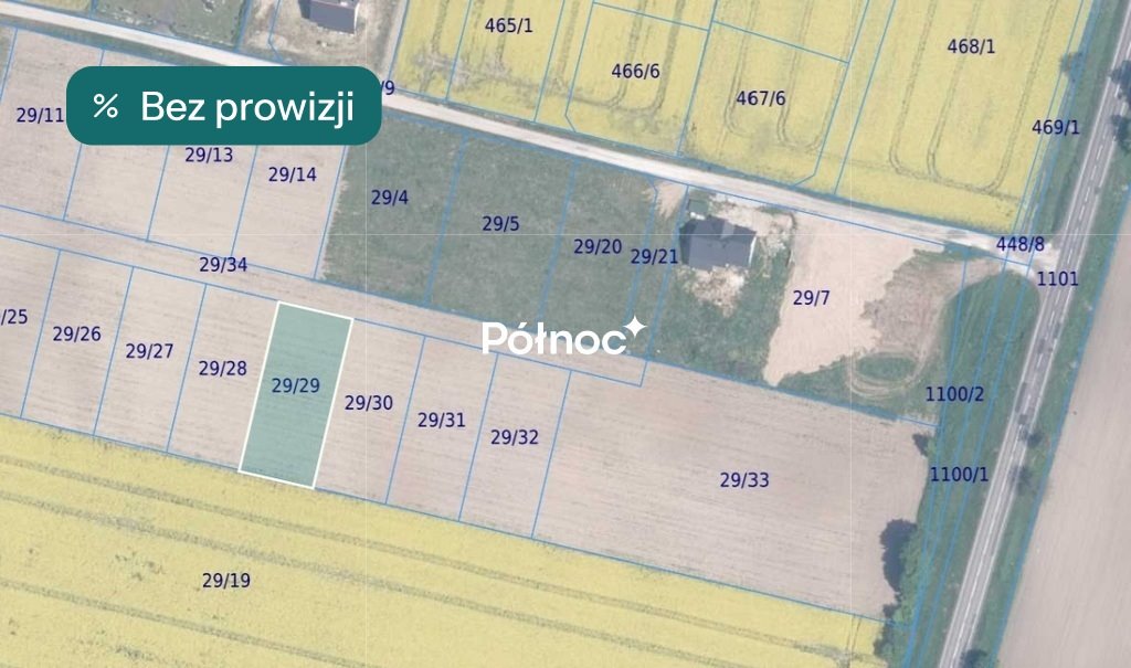 Na sprzedaż działka budowlana 1021 m² w Gardeji z mediami Gardeja, Graniczna  1 021m2 Foto 1