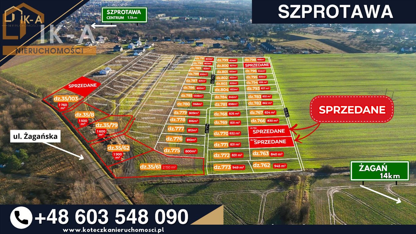 Sprzedam działki pod zabudowę jednorodzinną 800 m² w Szprotawie żagański, Podgórna  800m2 Foto 1