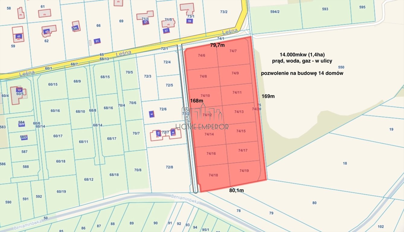 Działka pod 14 domów z mediami i pozwoleniem na budowę Wólka Radzymińska, Leśna  14 000m2 Foto 1