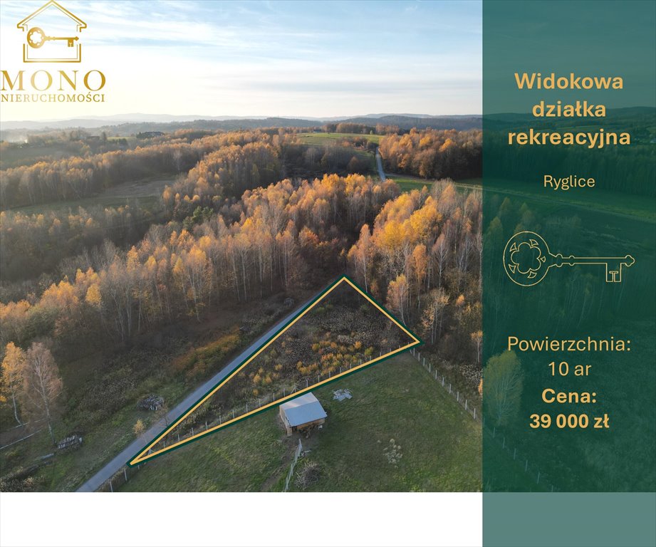 Widokowa działka rekreacyjna 10 ar z lasem i dobrym dojazdem Ryglice  1 000m2 Foto 1