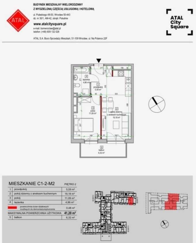 Mieszkanie dwupokojowe na sprzedaż Wrocław, Krzyki  41m2 Foto 14