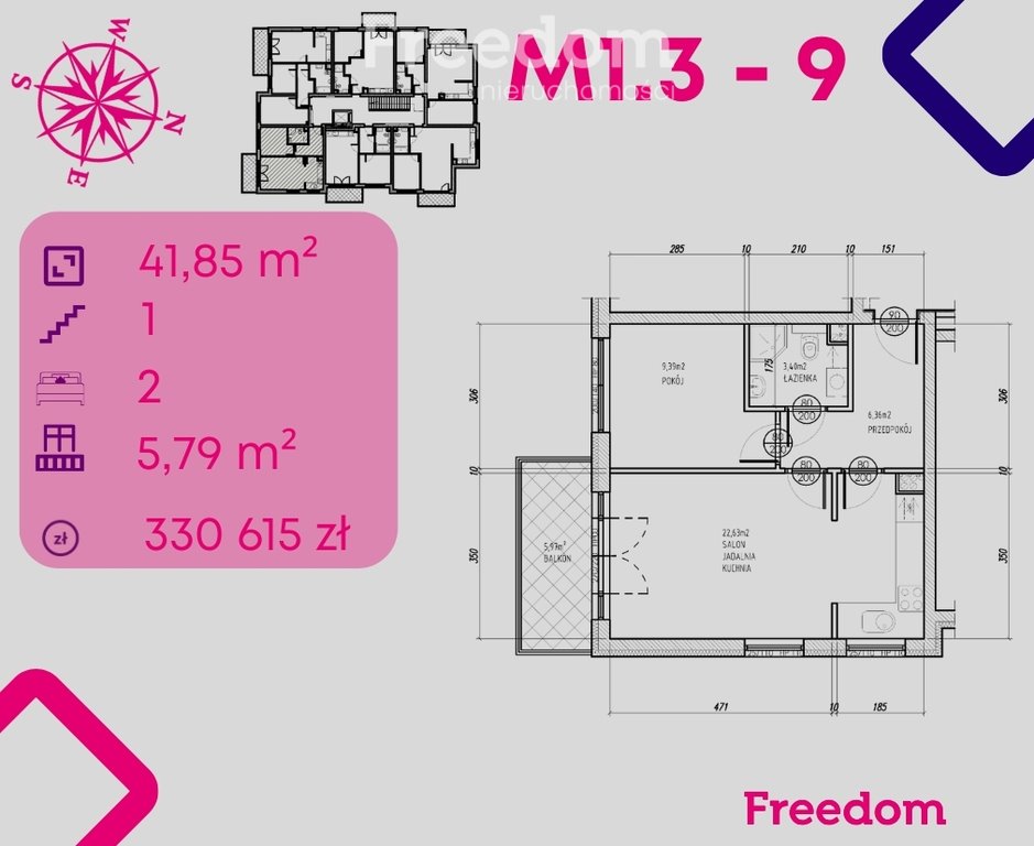 Mieszkanie dwupokojowe na sprzedaż Bonin  42m2 Foto 1