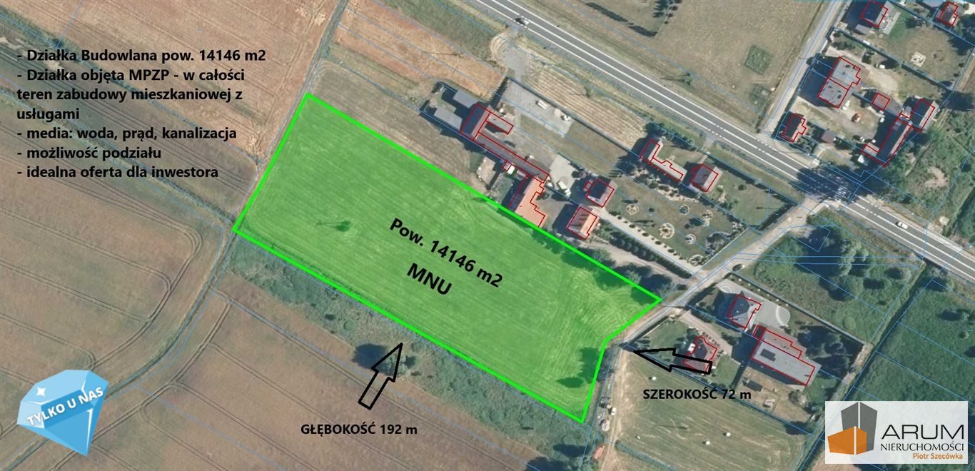 Działka inwestycyjna 14 146 m² w Kłobucku - MPZP, media Kłobuck, Osoki-Pustkowie  14 146m2 Foto 1