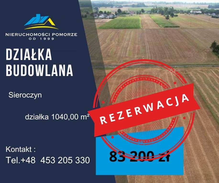 Działka budowlana na sprzedaż Sieroczyn  1 040m2 Foto 1