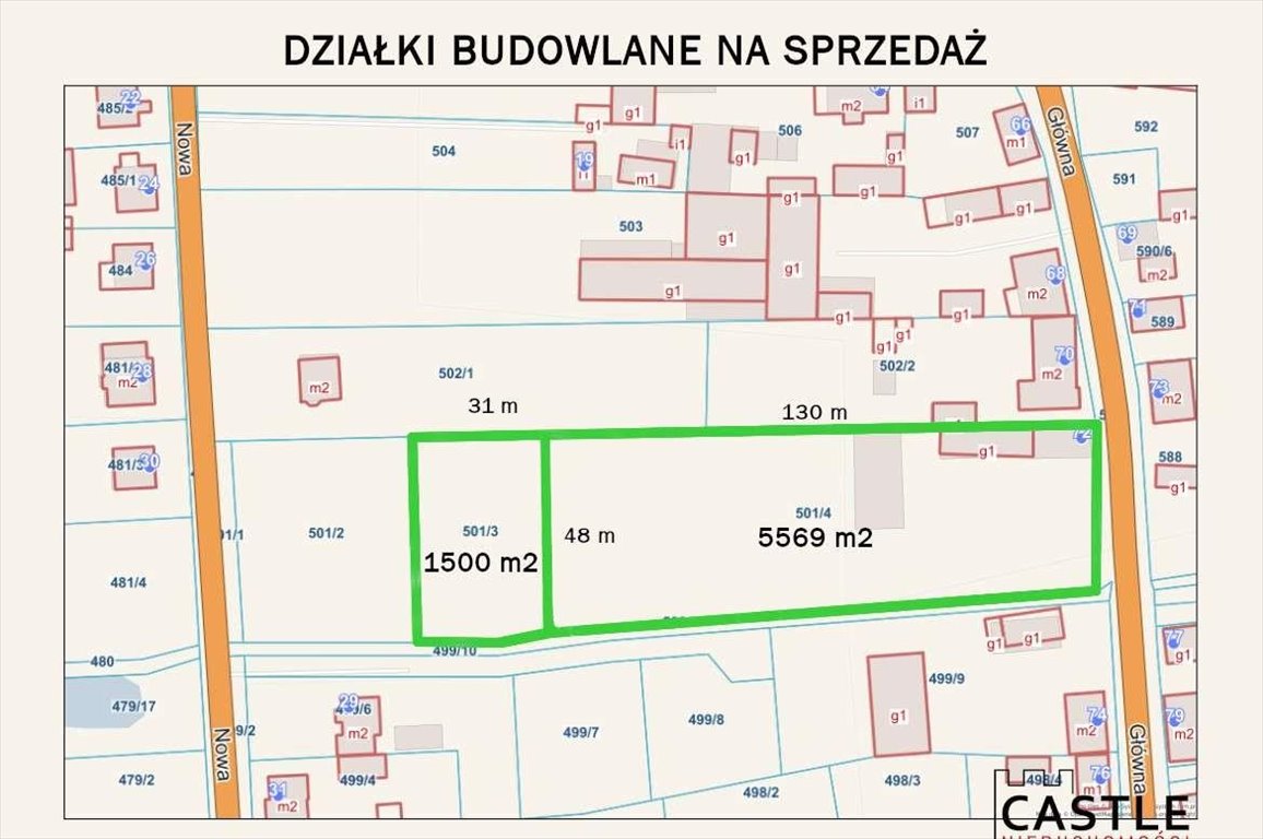 Działka 7096 m² pod dom jednorodzinny - blisko jeziora Nądnia, ul. Główna  7 096m2 Foto 1