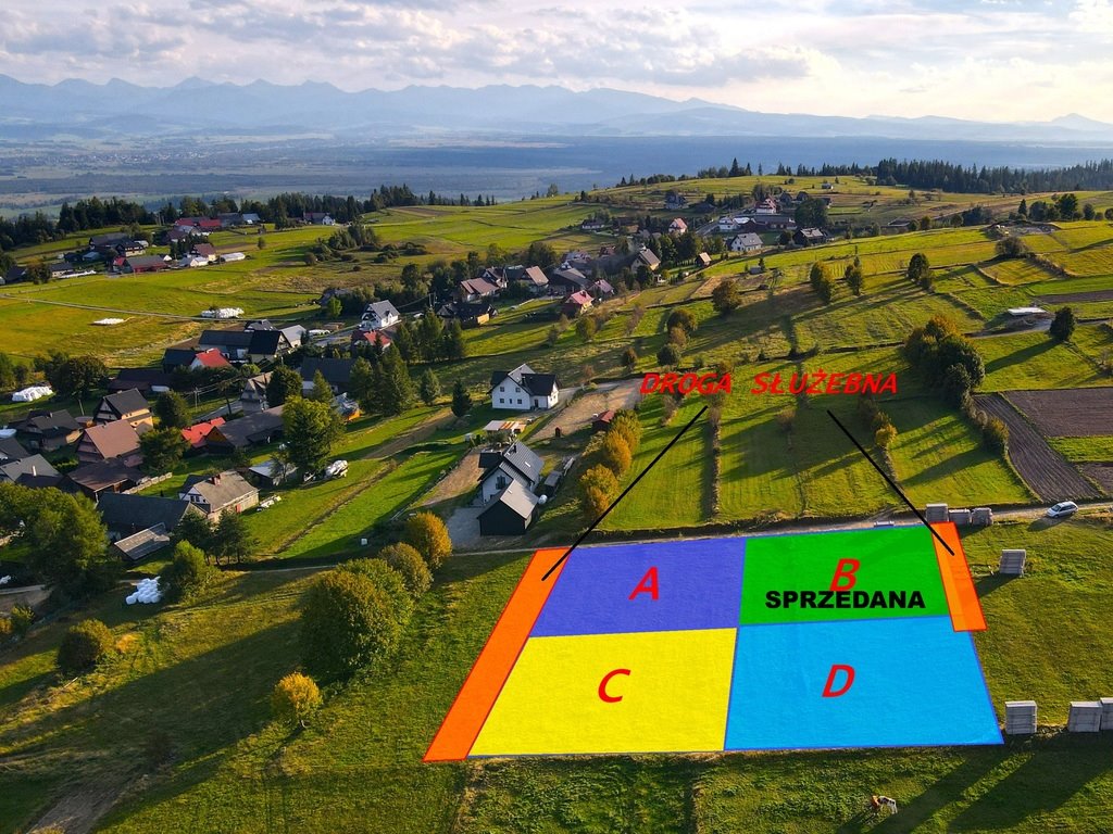 Działki z widokiem na Tatry i Gorce, 800 m2, dostęp do drogi Bukowina-Osiedle  800m2 Foto 1