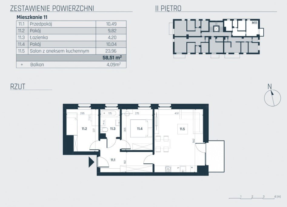 Mieszkanie trzypokojowe na sprzedaż Rzeszów, al. gen. Władysława Sikorskiego  59m2 Foto 4