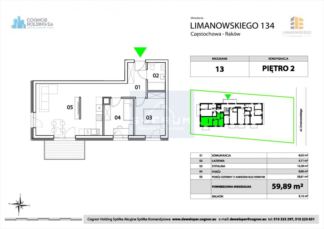 Mieszkanie trzypokojowe na sprzedaż Częstochowa  60m2 Foto 2