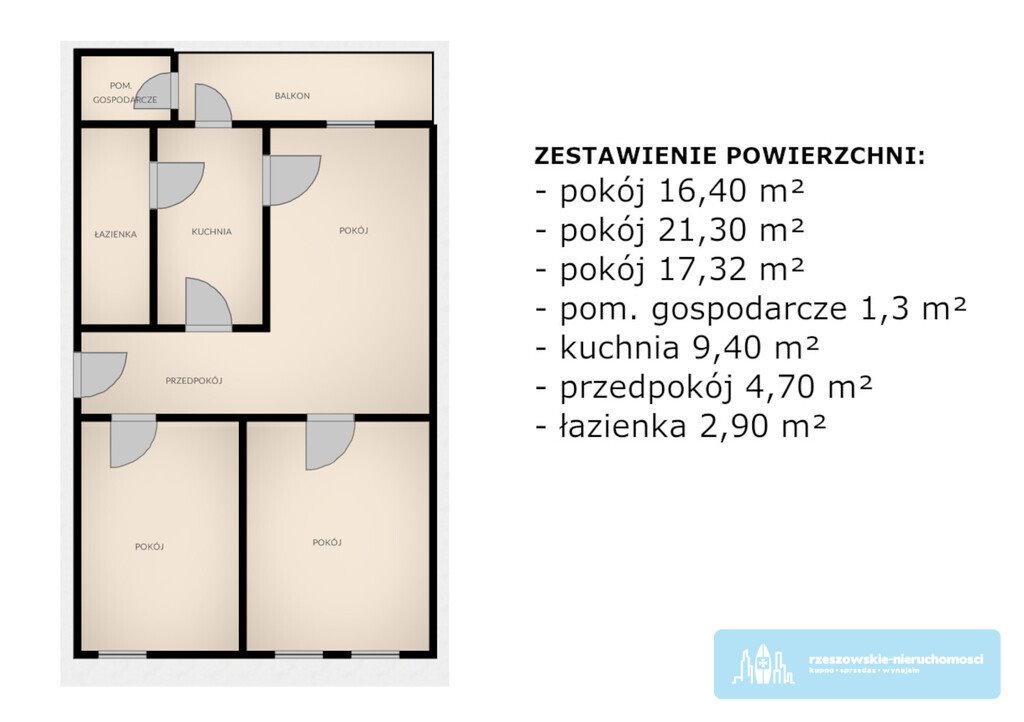 Mieszkanie trzypokojowe na sprzedaż Rzeszów  74m2 Foto 5