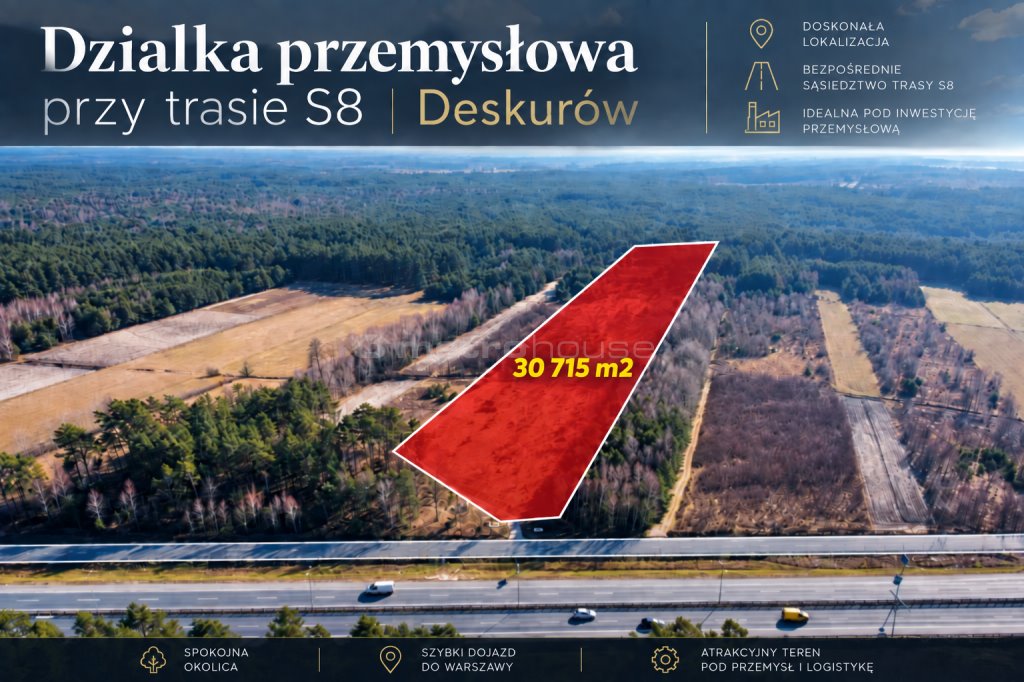 Działka przemysłowa 30 715 m² przy S8 - inwestycja. Deskurów  30 715m2 Foto 1