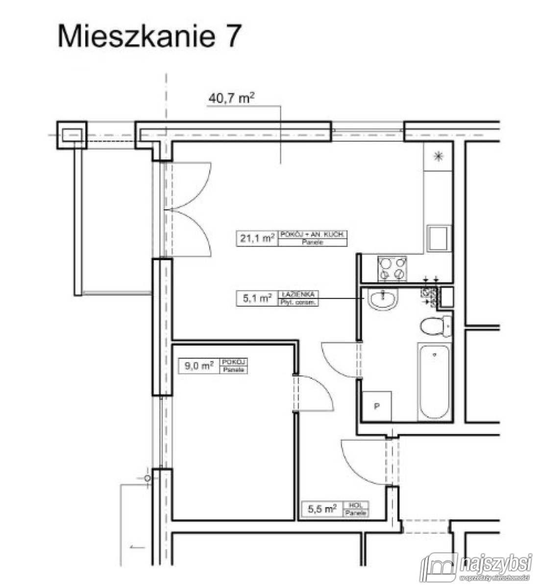 Mieszkanie dwupokojowe na sprzedaż Goleniów  41m2 Foto 17