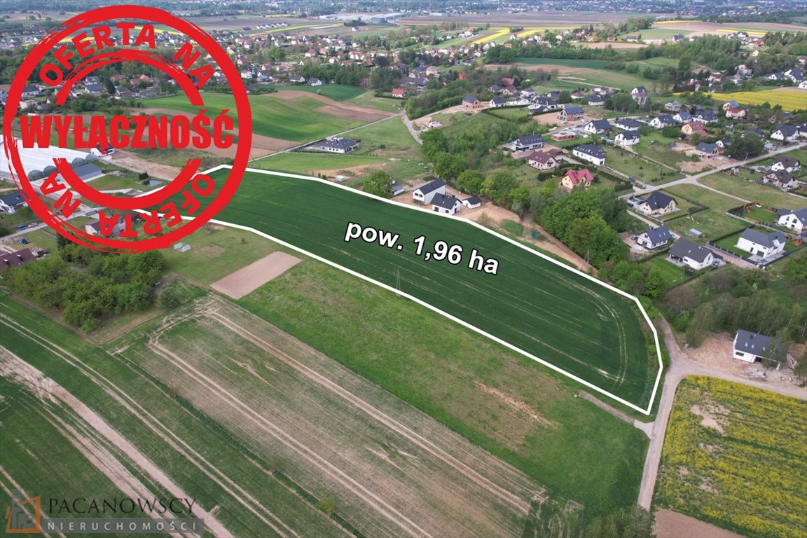 Działka 1,96 ha pod zabudowę jednorodzinną, asfalt, media Kraków, Wzgórza Krzesławickie, Łuczanowice  19 644m2 Foto 1