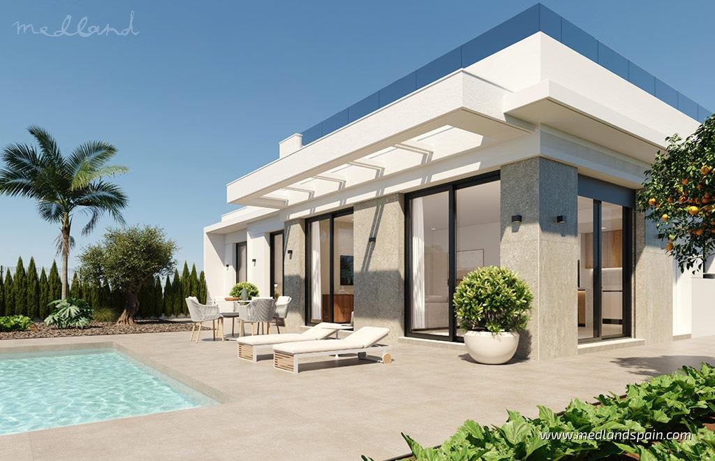 Nowoczesny dom z basenem i solarium w Hacienda del Álamo Hiszpania, Murcja  155m2 Foto 1