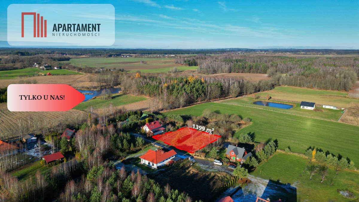 Działka budowlana z oczkiem wodnym i lasem w Sobączu Sobącz  1 399m2 Foto 1