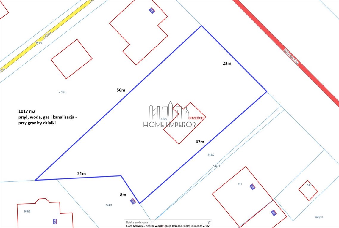 Działka budowlana na sprzedaż Brześce, Wilanowska  1 017m2 Foto 1