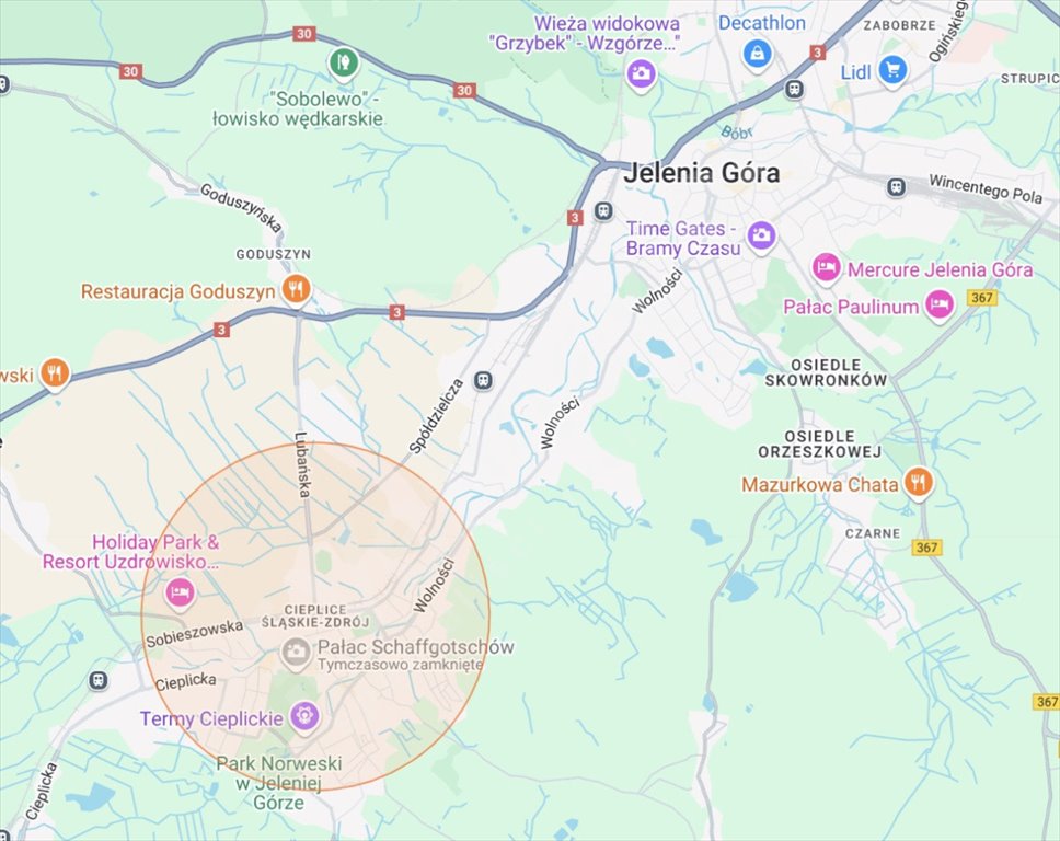 Działka inwestycyjna 1150 m² pod biznes w Jeleniej Górze Jelenia Góra, Cieplice Śląskie-Zdrój  1 150m2 Foto 1