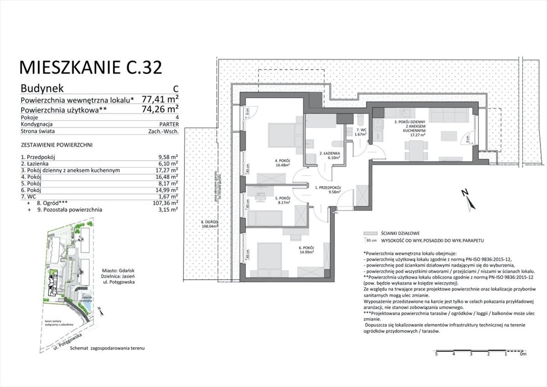 Mieszkanie czteropokojowe  na sprzedaż Gdańsk, Jasień  74m2 Foto 3