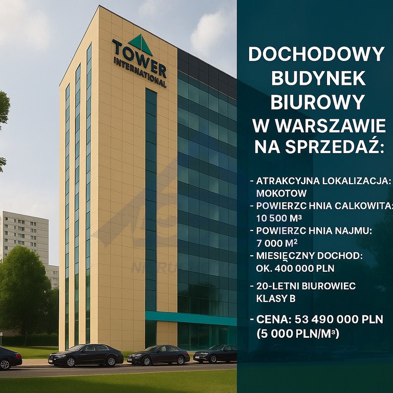 Inwestycyjny biurowiec 10 500 m2, 70 miejsc parkingowych Warszawa  10 539m2 Foto 1