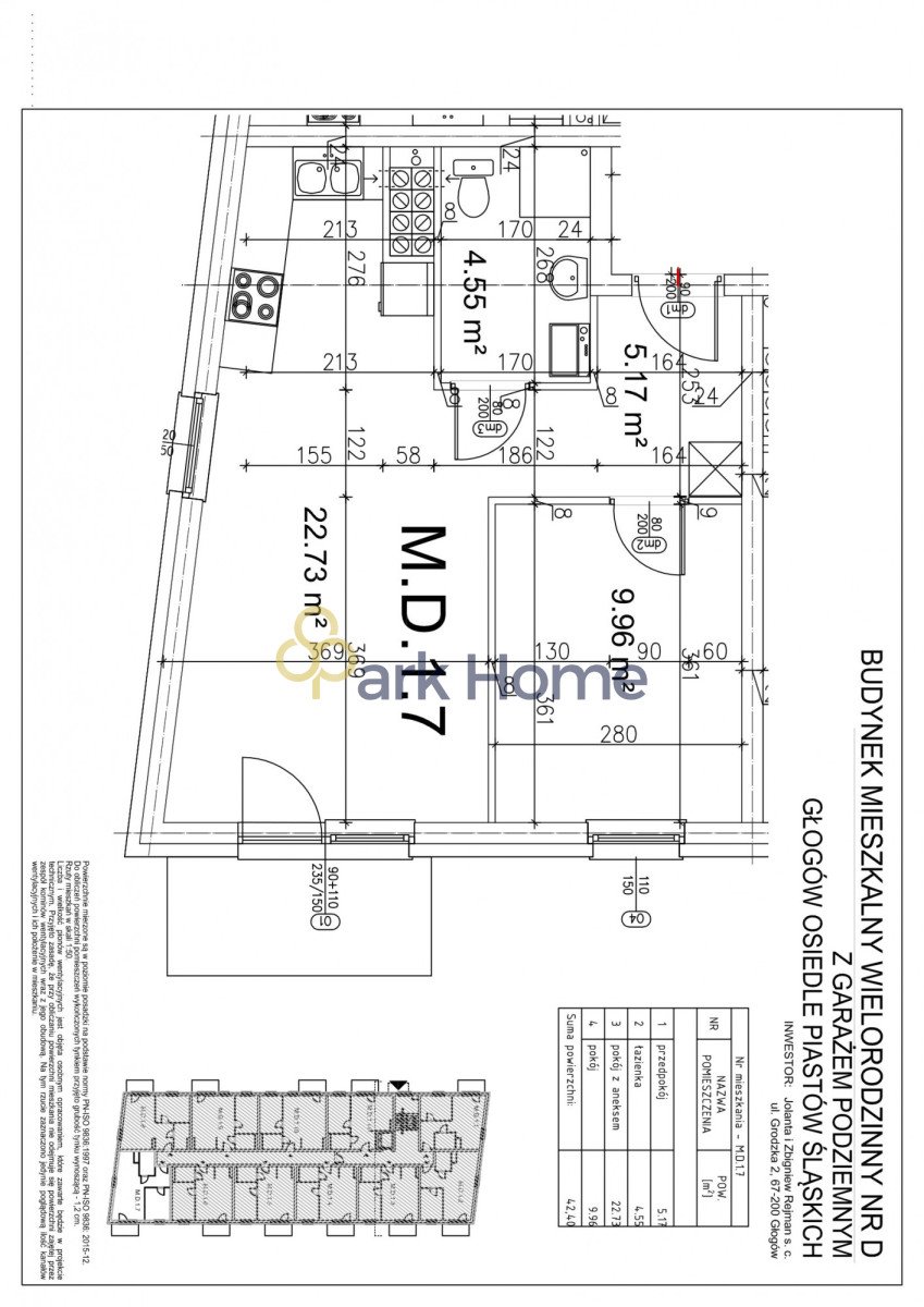 Mieszkanie dwupokojowe na sprzedaż Głogów  42m2 Foto 3