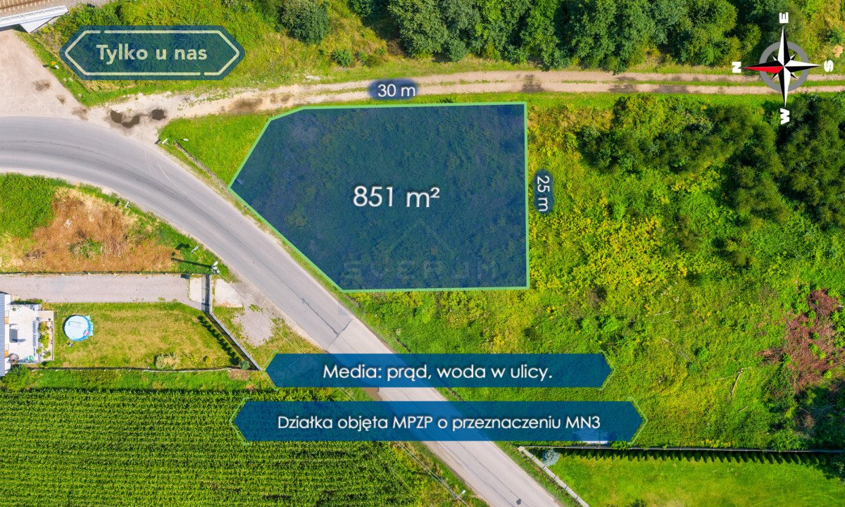 Działka 851 m2 z mediami, w okolicy domów jednorodzinnych Częstochowa, Aniołów, Meliorantów  851m2 Foto 1