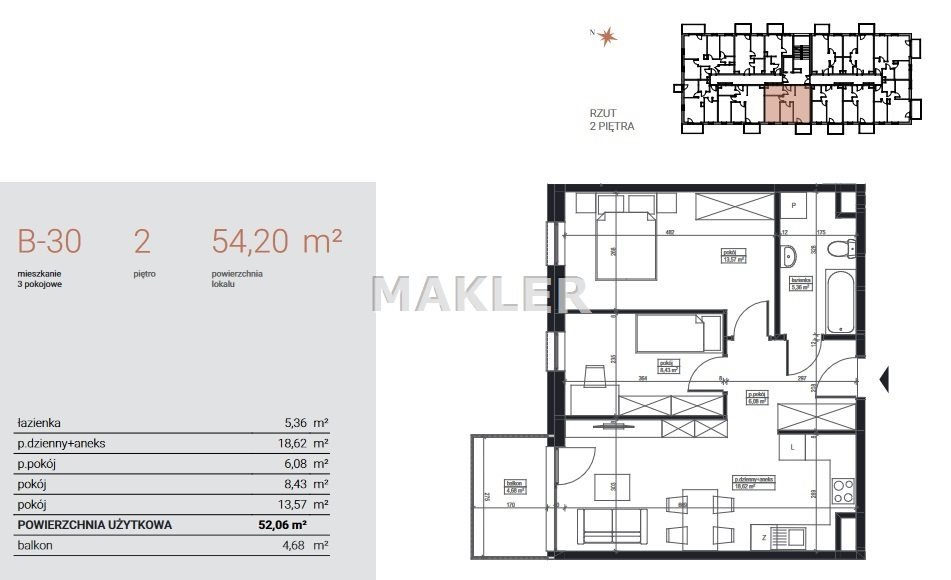 Mieszkanie trzypokojowe na sprzedaż Bydgoszcz, Czyżkówko  55m2 Foto 8