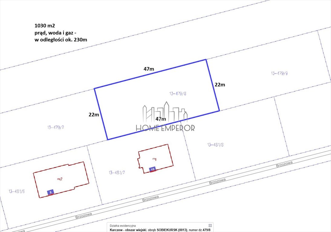 Działka budowlana na sprzedaż Sobiekursk, Brzozowa  1 030m2 Foto 1