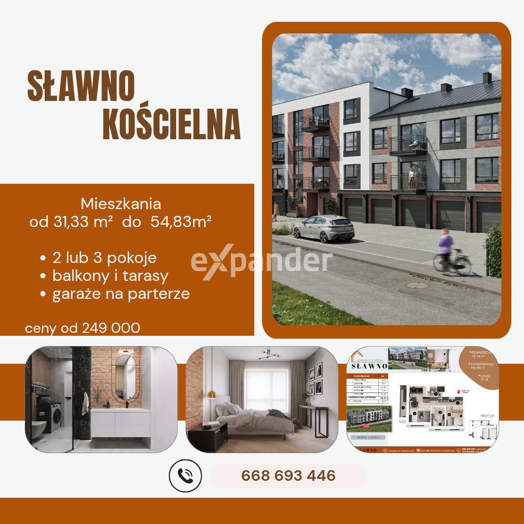 Nowoczesne mieszkania 2- i 3-pokojowe z balkonem w Sławnie Sławno, Kościelna  40m2 Foto 1