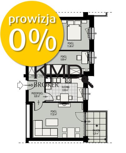 Mieszkanie trzypokojowe na sprzedaż Lublin, Dziesiąta, Wyścigowa  61m2 Foto 1