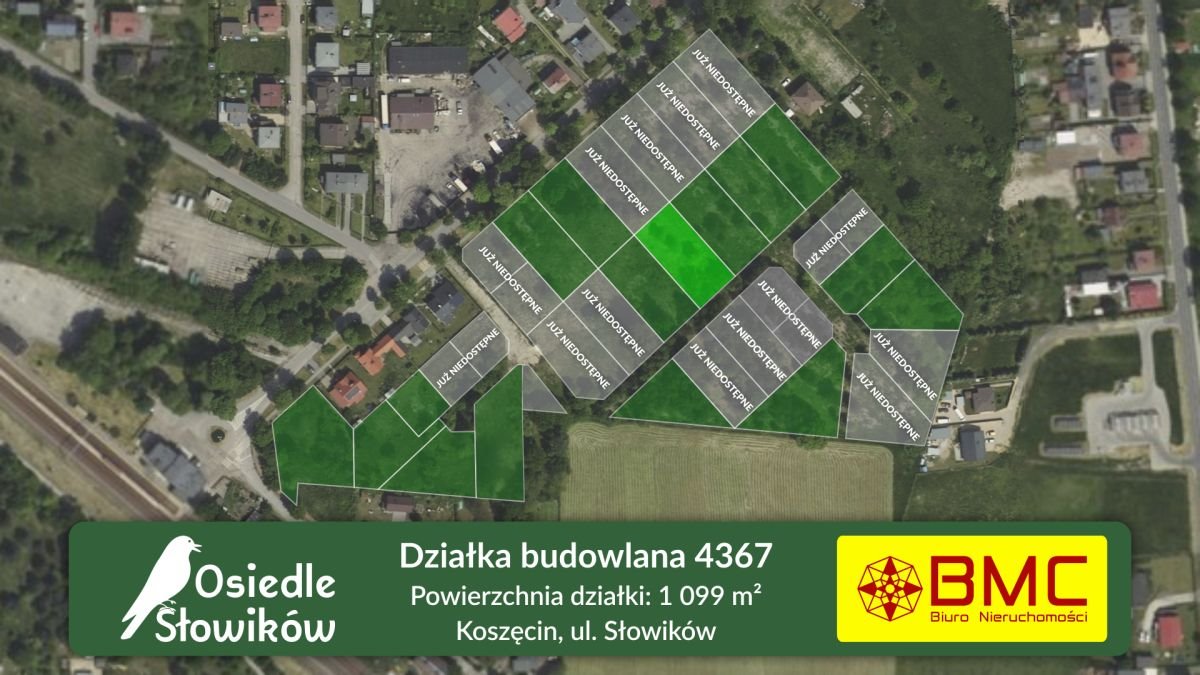 Działka budowlana 1099 m² w Koszęcinie – idealna pod dom Koszęcin, Słowików  1 099m2 Foto 1
