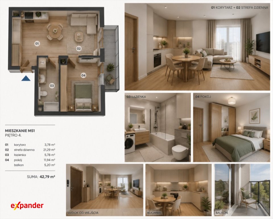 Zapraszam do obejrzenia mieszkania 42,79 m² z balkonem i garażem w Nowej Dębie Nowa Dęba  43m2 Foto 1