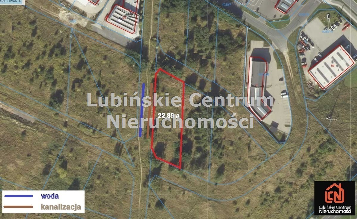 Działka usługowa 22,89 a z mediami i możliwością dokupienia Lubin, Ustronie  2 289m2 Foto 1