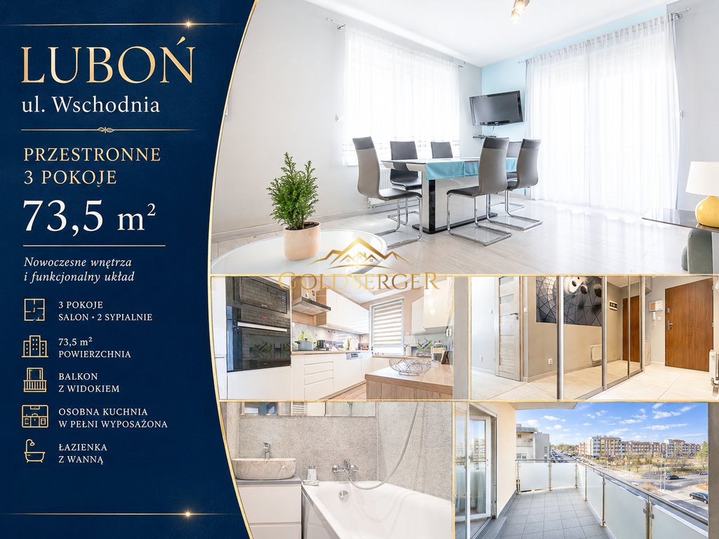 Do sprzedania funkcjonalne 3-pokojowe mieszkanie 73,5 m² w Luboniu Luboń, Wschodnia  74m2 Foto 1