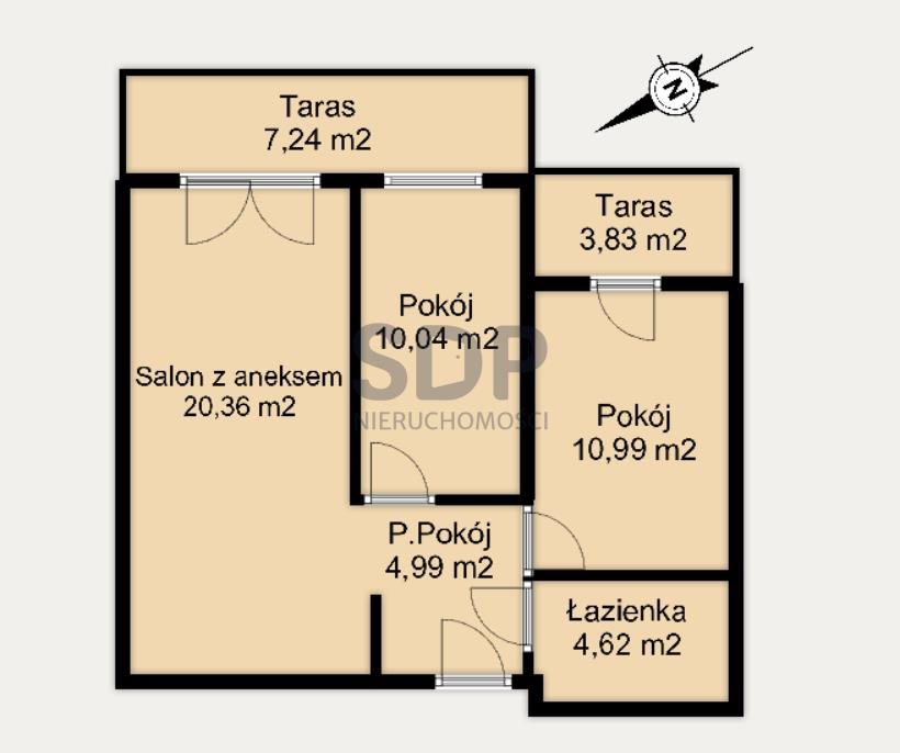 Mieszkanie trzypokojowe na sprzedaż Wrocław, Krzyki, Klecina, Przyjaźni  51m2 Foto 3