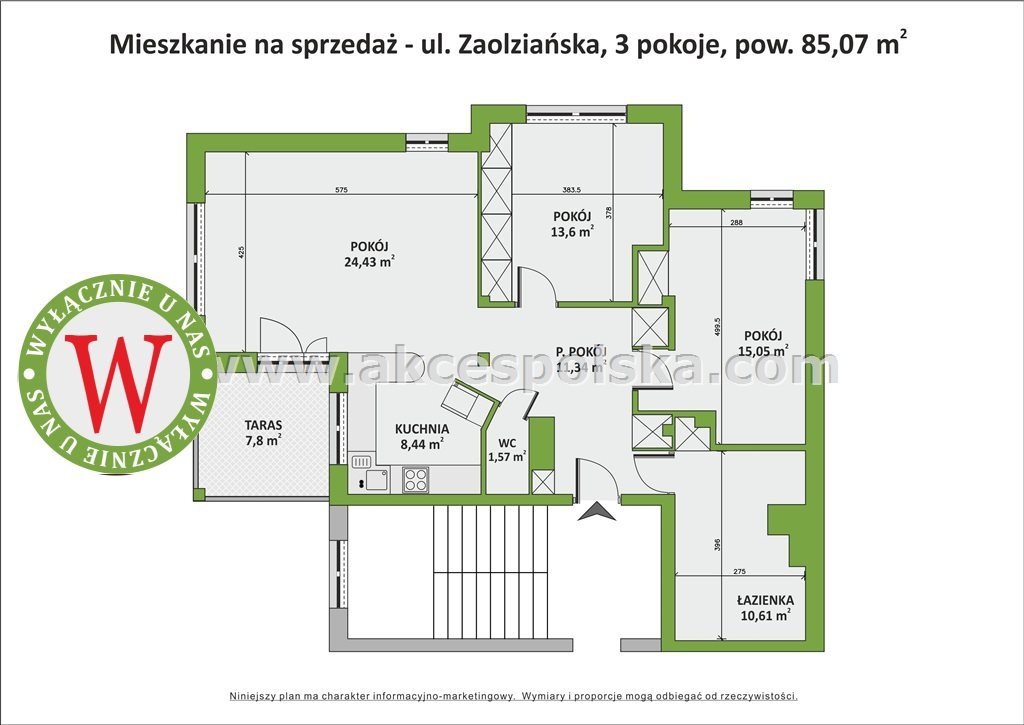Mieszkanie trzypokojowe na sprzedaż Warszawa, Ursynów, Ursynów, Zaolziańska  85m2 Foto 5