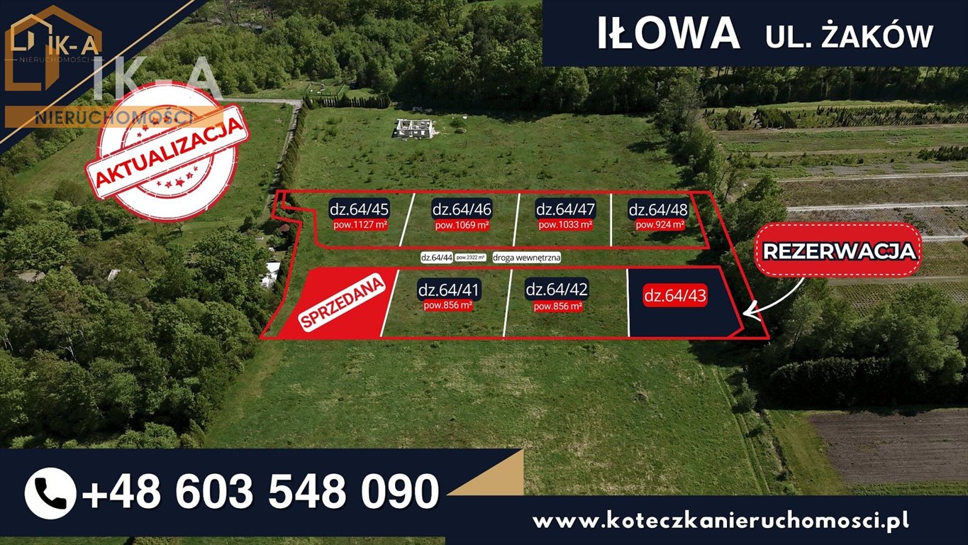 Działki budowlane w Iłowej (856 m²) z warunkami zabudowy Iłowa, Iłowa, Żaków  856m2 Foto 1