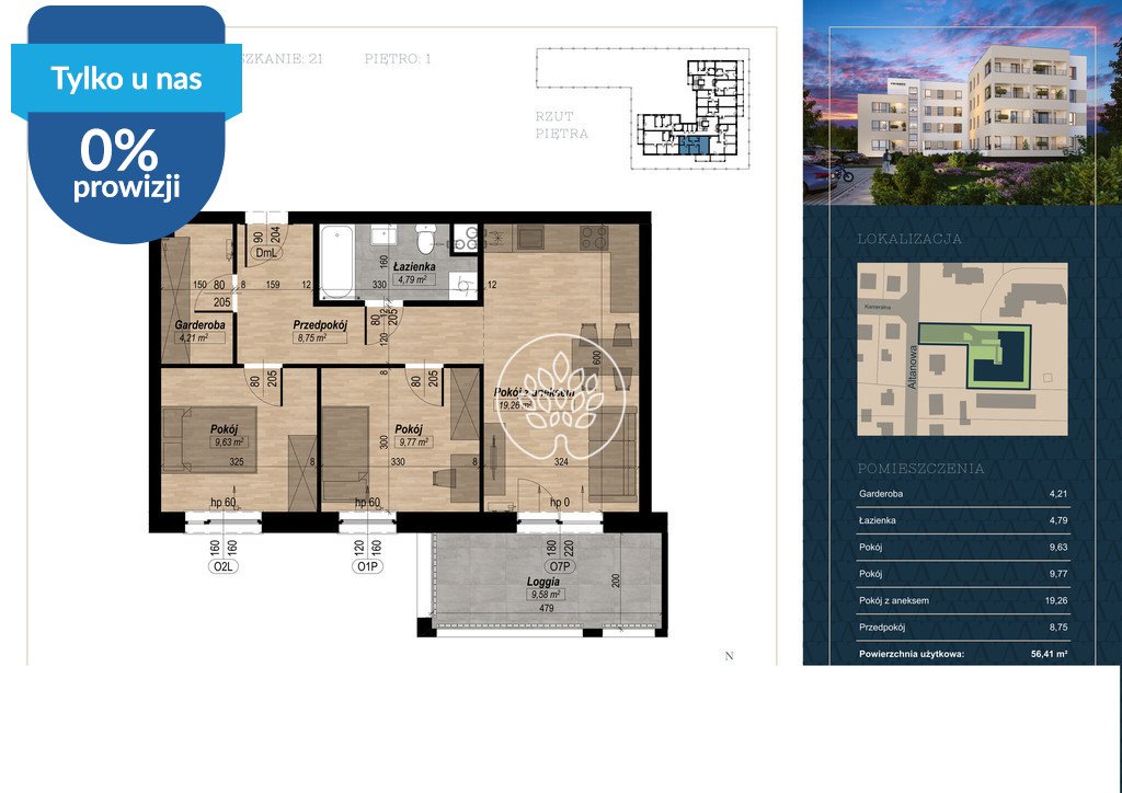Przestronne 3-pokojowe mieszkanie 56,41 m² w Fordonie polecam Bydgoszcz, Fordon, Altanowa  56m2 Foto 1