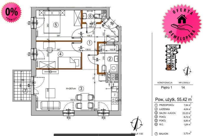 Nowe 3-pokojowe mieszkanie 55,45 m² w Rembertowie - polecam! Warszawa, Rembertów, Wygoda, Chełmżyńska  55m2 Foto 1