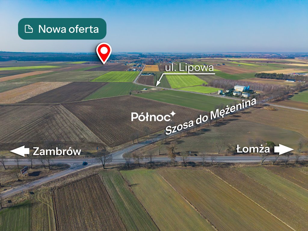 Działka pod dom w Giełczynie, 1591 m², blisko Łomży Giełczyn, Dębowa  1 591m2 Foto 1