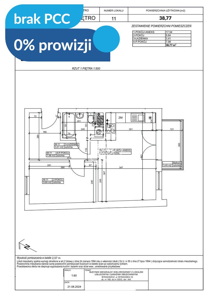 Nowoczesne 2-pokojowe mieszkanie z balkonem i widokiem na Wisłę Bydgoszcz, Fordon, Bydgoska  39m2 Foto 1